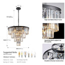 DecorBites™ Modern 4-Tier Black Crystal Chandelier