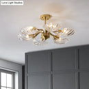 DecorBites™ Modern 6-Bulb Shell Glass Ceiling Light in Brass for Bedroom