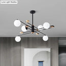 DecorBites™ Modern 6-Head Black/Grey Chandelier Lighting Fixture for Living Room with Milky Glass
