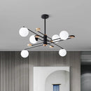 DecorBites™ Modern 6-Head Black/Grey Chandelier Lighting Fixture for Living Room with Milky Glass