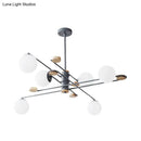 DecorBites™ Modern 6-Head Black/Grey Chandelier Lighting Fixture for Living Room with Milky Glass