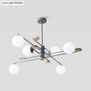 DecorBites™ Modern 6-Head Black/Grey Chandelier Lighting Fixture for Living Room with Milky Glass