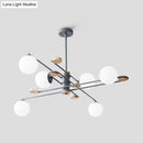 DecorBites™ Modern 6-Head Black/Grey Chandelier Lighting Fixture for Living Room with Milky Glass