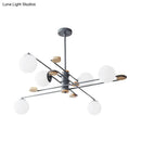 DecorBites™ Modern 6-Head Black/Grey Chandelier Lighting Fixture for Living Room with Milky Glass