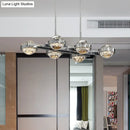DecorBites™ Modern 6-Head LED Island Lamp with Chrome/Gold Finish & Seedy Crystal Ball - Perfect Over Dining Table Lighting