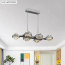 DecorBites™ Modern 6-Head LED Island Lamp with Chrome/Gold Finish & Seedy Crystal Ball - Perfect Over Dining Table Lighting