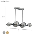 DecorBites™ Modern 6-Head LED Island Lamp with Chrome/Gold Finish & Seedy Crystal Ball - Perfect Over Dining Table Lighting