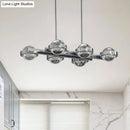 DecorBites™ Modern 6-Head LED Island Lamp with Chrome/Gold Finish & Seedy Crystal Ball - Perfect Over Dining Table Lighting