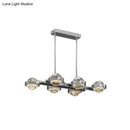 DecorBites™ Modern 6-Head LED Island Lamp with Chrome/Gold Finish & Seedy Crystal Ball - Perfect Over Dining Table Lighting