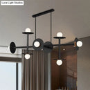 DecorBites™ Modern 8-Head Black Ceiling Light Fixture for Kitchen: White Glass Orbit Island Pendant