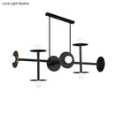 DecorBites™ Modern 8-Head Black Ceiling Light Fixture for Kitchen: White Glass Orbit Island Pendant