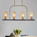 DecorBites™ Modern Amber Glass 4-Light Hanging Ceiling Lamp with Metallic Frame - Bulb-Like Island Lighting