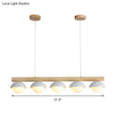 DecorBites™ Modern Asian Style Tubular Wood LED Island Lighting - 5 Lights, White Hanging Ceiling Lamp for Dining Room