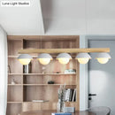 DecorBites™ Modern Asian Style Tubular Wood LED Island Lighting - 5 Lights, White Hanging Ceiling Lamp for Dining Room