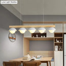 DecorBites™ Modern Asian Style Tubular Wood LED Island Lighting - 5 Lights, White Hanging Ceiling Lamp for Dining Room