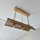 DecorBites™ Modern Bamboo Island Pendant Light Fixture with Triangle Roof Design - Wood Ceiling Lighting