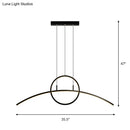 DecorBites™ Modern Black Aluminum Arch Chandelier: LED Island Lamp with Ringed Design