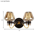 DecorBites™ Modern Black Amber Glass Wall Lamp - 2-Light Mushroom Sconce Light Fixture for Living Room