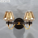 DecorBites™ Modern Black Amber Glass Wall Lamp - 2-Light Mushroom Sconce Light Fixture for Living Room