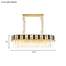 DecorBites™ Modern Black and Gold K9 Crystal Oval Island Light - 12 Heads Pendant for Dining Room Ceiling