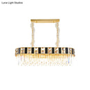 DecorBites™ Modern Black and Gold K9 Crystal Oval Island Light - 12 Heads Pendant for Dining Room Ceiling
