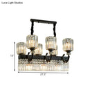 DecorBites™ Modern Black Crystal Prism Island Pendant Lamp with Fringe - 9-Head Cylindrical Style