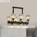 DecorBites™ Modern Black Crystal Prism Island Pendant Lamp with Fringe - 9-Head Cylindrical Style