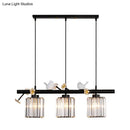 DecorBites™ Modern Black Cylinder Island Light Pendant with Crystal Accents - 3 Lights