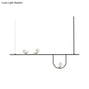DecorBites™ Modern Black Glass Sphere Island Chandelier Light Fixture with Cream Accents - Ceiling Mounted Artistic Lighting