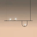 DecorBites™ Modern Black Glass Sphere Island Chandelier Light Fixture with Cream Accents - Ceiling Mounted Artistic Lighting