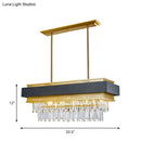 DecorBites™ Modern Black/Gold 5-Head Rectangular Hanging Light with Clear Crystal Prisms - Island Lamp