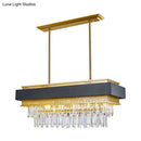 DecorBites™ Modern Black/Gold 5-Head Rectangular Hanging Light with Clear Crystal Prisms - Island Lamp