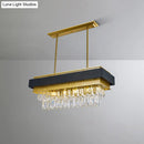 DecorBites™ Modern Black/Gold 5-Head Rectangular Hanging Light with Clear Crystal Prisms - Island Lamp