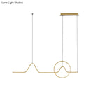 DecorBites™ Modern Black/Gold Aluminum Linear LED Island Lighting with Sun and Mountain Design - Warm/White Light