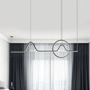 DecorBites™ Modern Black/Gold Aluminum Linear LED Island Lighting with Sun and Mountain Design - Warm/White Light