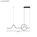 DecorBites™ Modern Black/Gold Aluminum Linear LED Island Lighting with Sun and Mountain Design - Warm/White Light