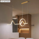 DecorBites™ Modern Black/Gold Aluminum Linear LED Island Lighting with Sun and Mountain Design - Warm/White Light