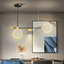 DecorBites™ Modern Black-Gold LED Pendant Light for Island, Metal, Round Shape - Warm/White Illumination