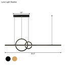 DecorBites™ Modern Black/Gold Ring and Bar Metallic LED Island Pendant Lamp for Minimalist Kitchen Lighting