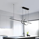 DecorBites™ Modern Black/Gold Ring and Bar Metallic LED Island Pendant Lamp for Minimalist Kitchen Lighting