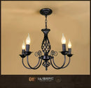Modern black iron scrollwork chandelier living room light