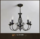 Modern black iron scrollwork chandelier living room light