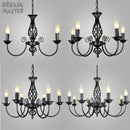 Modern black iron scrollwork chandelier living room light