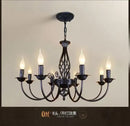 Modern black iron scrollwork chandelier living room light