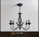 Modern black iron scrollwork chandelier living room light
