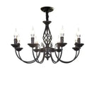 Modern black iron scrollwork chandelier living room light