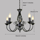 Modern black iron scrollwork chandelier living room light