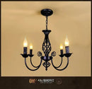 Modern black iron scrollwork chandelier living room light