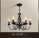 Modern black iron scrollwork chandelier living room light