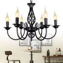 Modern black iron scrollwork chandelier living room light